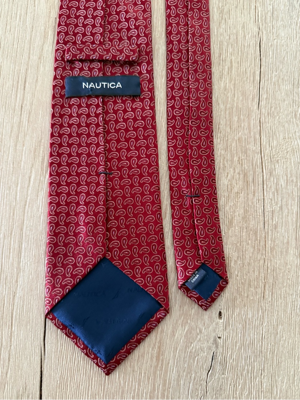 Nautica Red Paisley Silk Tie with Subtle Accent